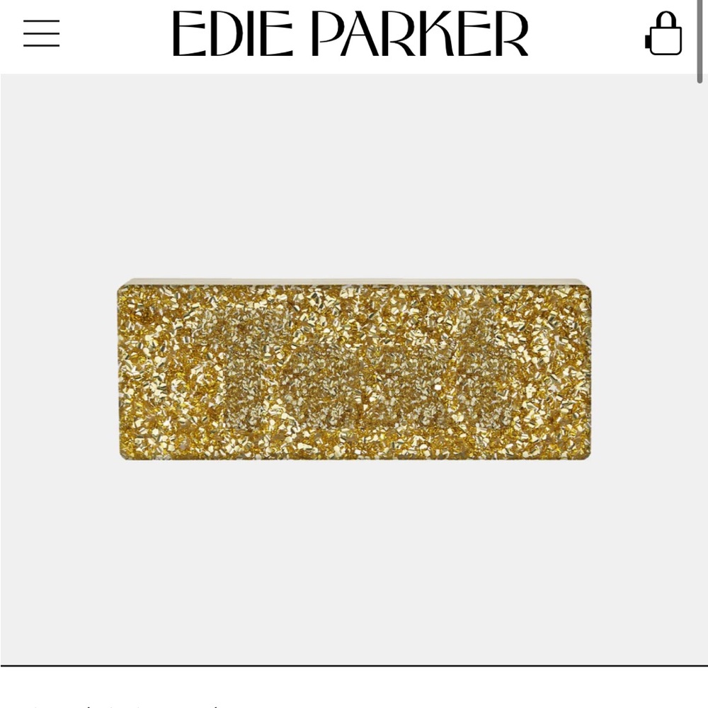 Edie Parker Gold Glitter Rectangular Clutch